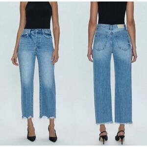 Pistola Cassie High Waist Crop Fringed Hem Straight Leg Jeans SIZE 29